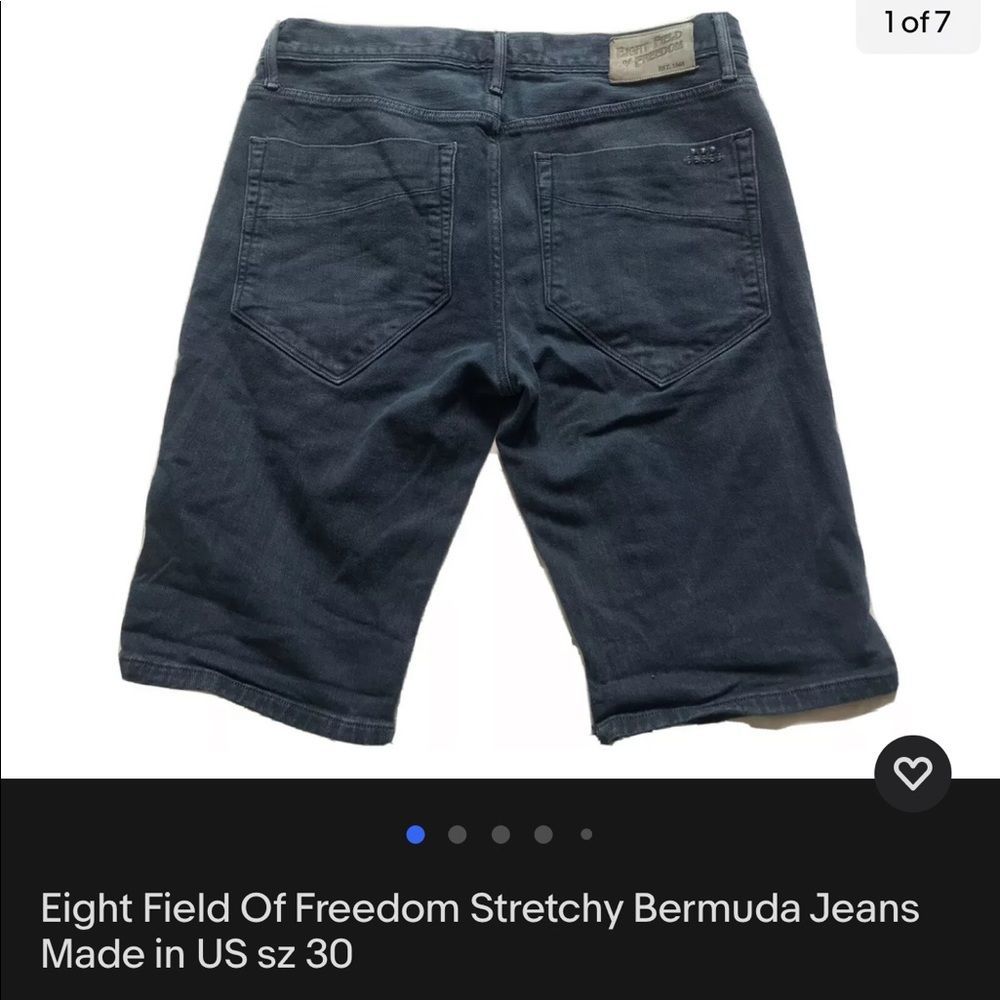 Eight Field Of Freedom Stretchy Bermuda Jeans Made in US sz 30